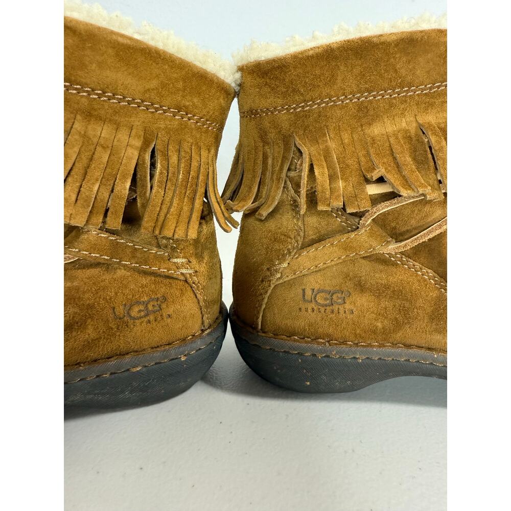 UGG Gaviota Suede Fringe Ankle Boots Womens Size 9 Brown Style 5749 - Picture 8 of 12